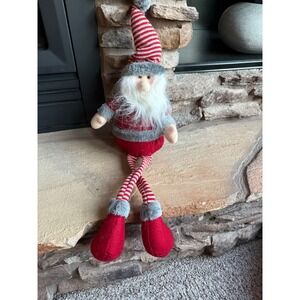 Shelf Sitter Christmas Santa Gnome w/Dangling Legs weighted plush Nordic Sweater